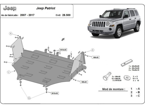 Ocelový kryt motoru Jeep Patriot (2007-2017)Jeep Patriot