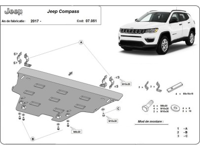 Ocelový kryt motoru Jeep Compass (2017-2025) 2