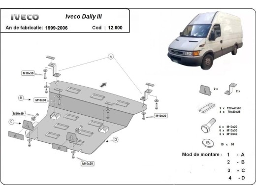 Ocelový kryt motoru Iveco Daily 3 (1999-2006)Iveco Daily