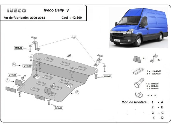 Ocelový kryt motoru Iveco Daily 5 (2009-2014)Iveco Daily