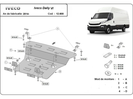 Ocelový kryt motoru Iveco Daily 6 (2014-2025)Iveco Daily