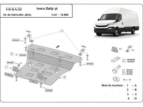 Ocelový kryt motoru Iveco Daily 6 (2014-2025)Iveco Daily