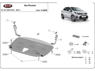 Ocelový kryt motoru Kia Picanto (2017-2025) 2