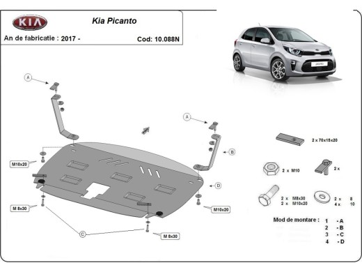 Ocelový kryt motoru Kia Picanto (2017-2025)Kia Picanto