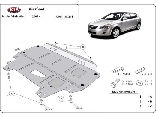 Ocelový kryt motoru Kia Ceed (2007-2011)Kia C eed