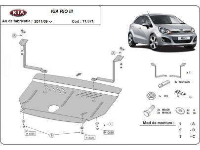 Ocelový kryt motoru Kia Rio 3 (2011-2017) 2