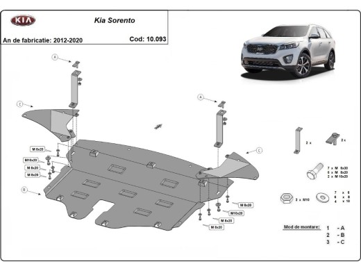 Ocelový kryt motoru Kia Sorento (2014-2020)Kia Sorento