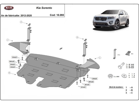 Ocelový kryt motoru Kia Sorento (2014-2020)Kia Sorento