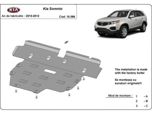 Ocelový kryt motoru Kia Sorento (2010-2012)Kia Sorento