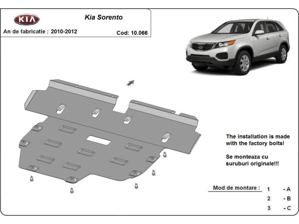 Ocelový kryt motoru Kia Sorento (2010-2012)Kia Sorento