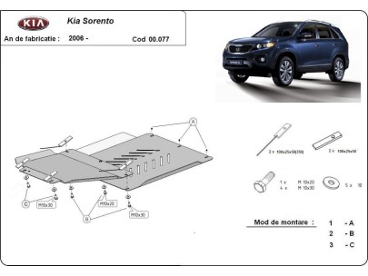 Ocelový kryt převodovky a reduktoru Kia Sorento (2006-2009) 2