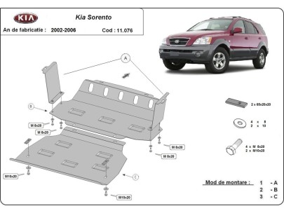 Ocelový kryt motoru Kia Sorento (2002-2006) 2