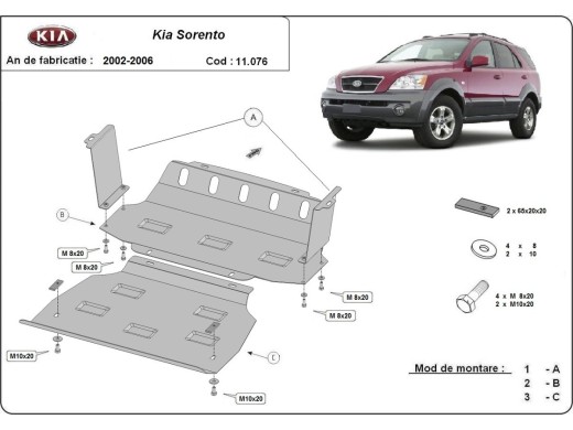 Ocelový kryt motoru Kia Sorento (2002-2006)Kia Sorento