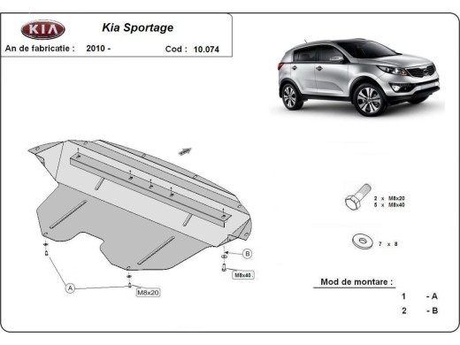 Ocelový kryt motoru Kia Sportage (2010-2015)Kia Sportage
