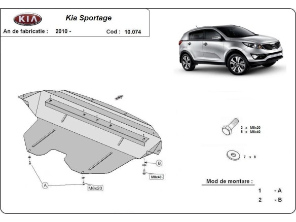 Ocelový kryt motoru Kia Sportage (2010-2015)Kia Sportage