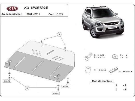 Ocelový kryt motoru Kia Sportage (2004-2010)Kia Sportage