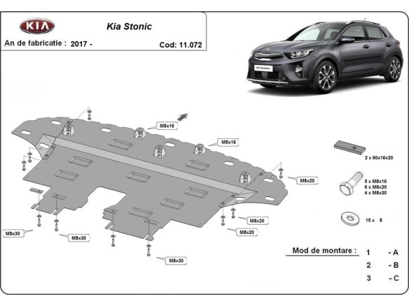 Ocelový kryt motoru Kia Stonic (2017-2025)Kia Stonic