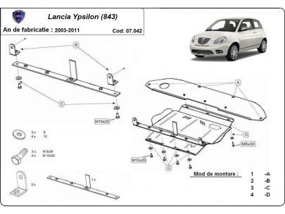 Ocelový kryt motoru Lancia Ypsilon (843) (2003-2011) 2