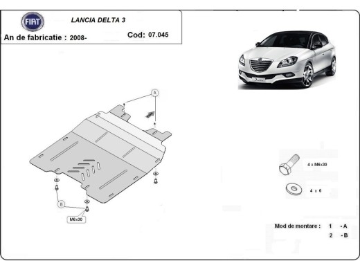 Ocelový kryt motoru Lancia Delta 3 (2008-2014)Lancia Delta 3