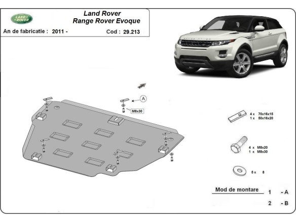 Ocelový kryt motoru Range Rover Evoque (2011-2018)Range Rover Evoque