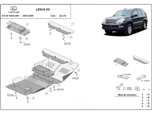 Ocelový kryt motoru Lexus GX (2002-2009)Lexus GX