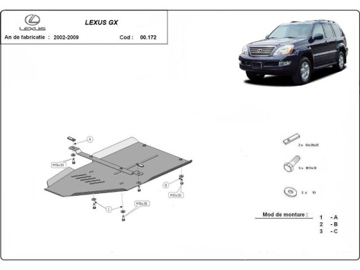 Ocelový kryt převodovky Lexus GX (2002-2009)Lexus GX