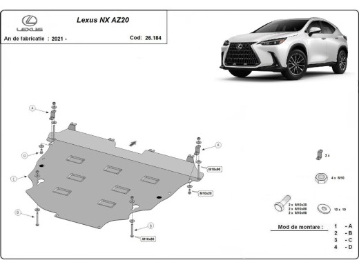 Ocelový kryt motoru Lexus NX AZ20 (2021-2025)Lexus NX