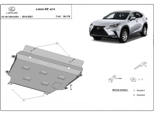 Ocelový kryt motoru Lexus NX AZ10 (2014-2021)Lexus NX