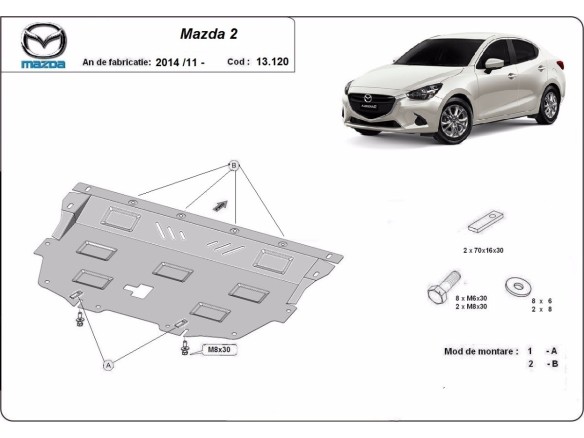 Ocelový kryt motoru Mazda 2 (2014-2025)Mazda 2