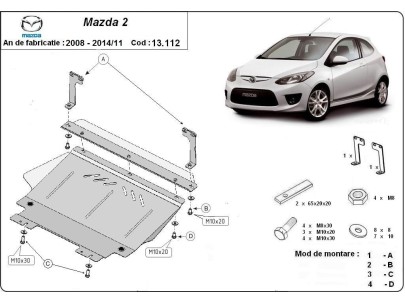 Ocelový kryt motoru Mazda 2 (2008-2014) 2
