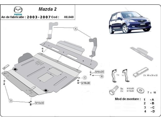 Ocelový kryt motoru Mazda 2 (2003-2007)Mazda 2