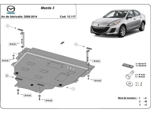 Ocelový kryt motoru Mazda 3 (2008-2014)Mazda 3