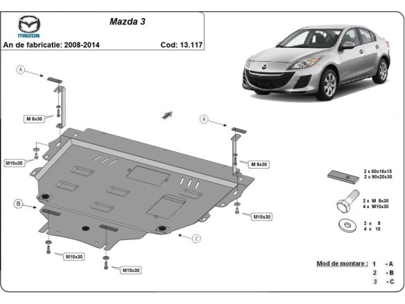 Ocelový kryt motoru Mazda 3 (2008-2014)Mazda 3