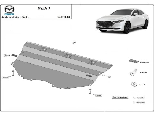 Ocelový kryt motoru Mazda 3 (2019-2025)Mazda 3