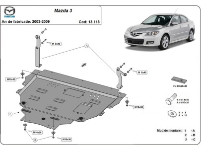 Ocelový kryt motoru Mazda 3 (2003-2009) 2
