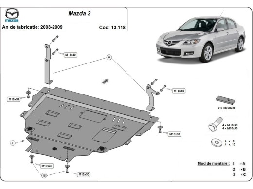 Ocelový kryt motoru Mazda 3 (2003-2009)Mazda 3