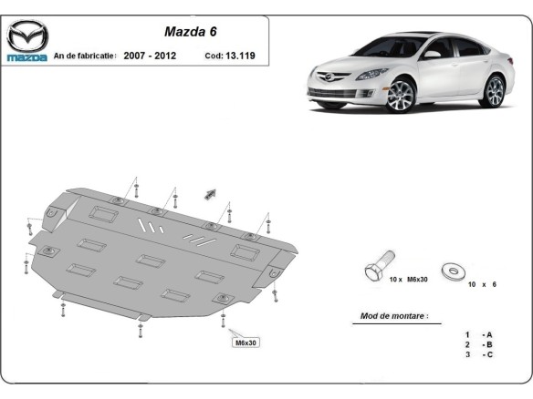 Ocelový kryt motoru Mazda 6 (2007-2012)Mazda 6