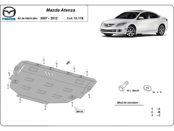 Ocelový kryt motoru Mazda Atenza (2007-2012)Mazda Atenza
