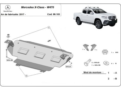 Ocelový kryt chladiče Mercedes X-Class (2017-2020)