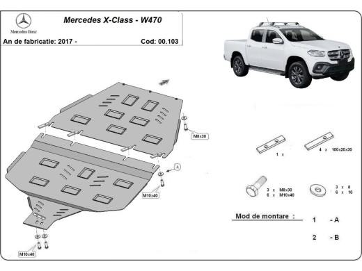 Ocelový kryt převodovky a reduktoru Mercedes X-Class (2017-2020)Mercedes X-Classe