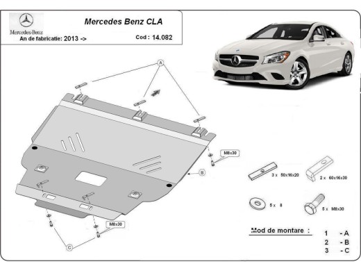 Ocelový kryt motoru Mercedes CLA X117 (2013-2019)Mercedes  CLA