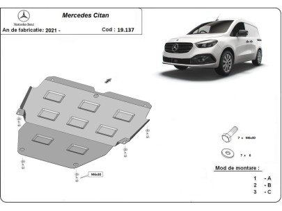 Ocelový kryt motoru Mercedes Citan (2021-2025) 2