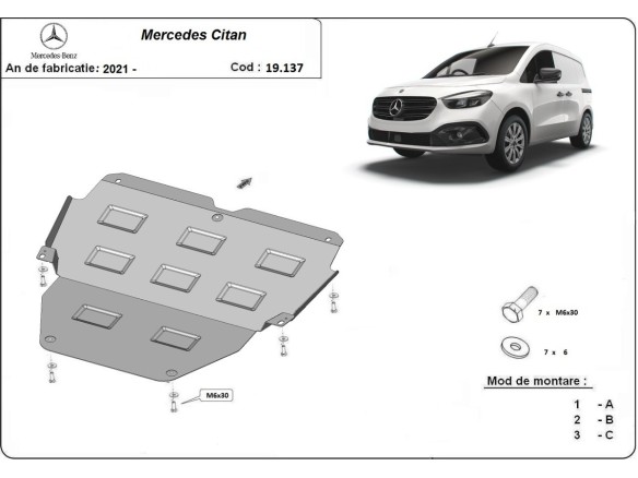 Ocelový kryt motoru Mercedes Citan (2021-2025)Mercedes Citan