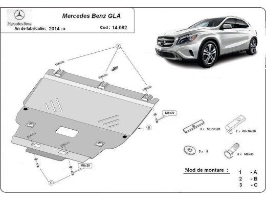 Ocelový kryt motoru Mercedes GLA X156 (2014-2019)Mercedes  GLA