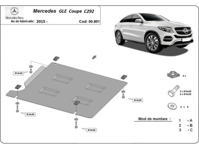 Ocelový kryt převodovky Mercedes GLE Coupe C292 (2015-2019)