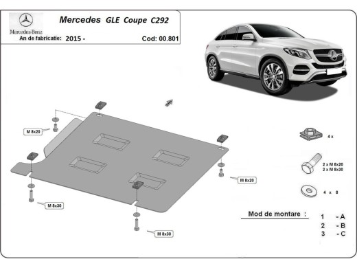 Ocelový kryt převodovky Mercedes GLE Coupe C292 (2015-2019)Mercedes GLE