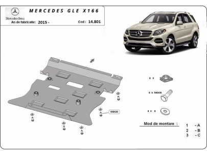 Ocelový kryt motoru Mercedes GL X166 (2015-2019) 2