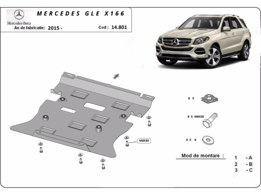 Ocelový kryt motoru Mercedes GL X166 (2015-2019)Mercedes GLE