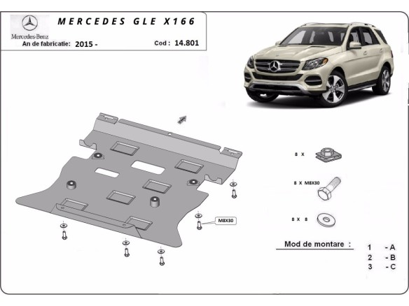 Ocelový kryt motoru Mercedes GL X166 (2015-2019)Mercedes GLE