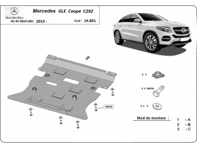 Ocelový kryt motoru Mercedes GLE Coupe C292 (2015-2019) 2